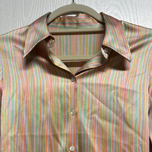 Tahari Striped Button Down Silk Shirt for Women XS. Like New - Picture 6 of 12